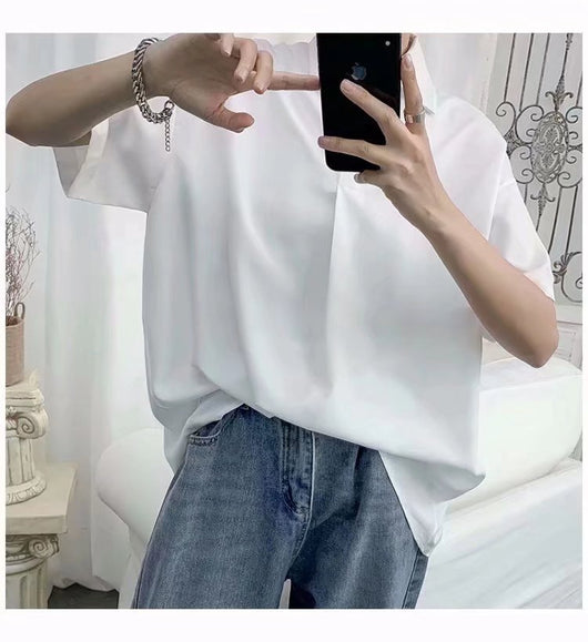 Camisa Suelta de Manga Corta en Color Sólido para Hombre - Image 13
