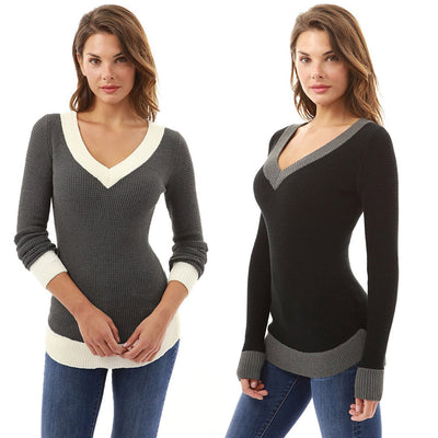 Camiseta Manga Larga Escote V Combinada - Comodidad y Estilo