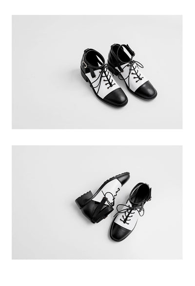 Zapatos de Cuero con Cordones y Hebilla - Tacón Cuadrado Punta Redonda - Image 11