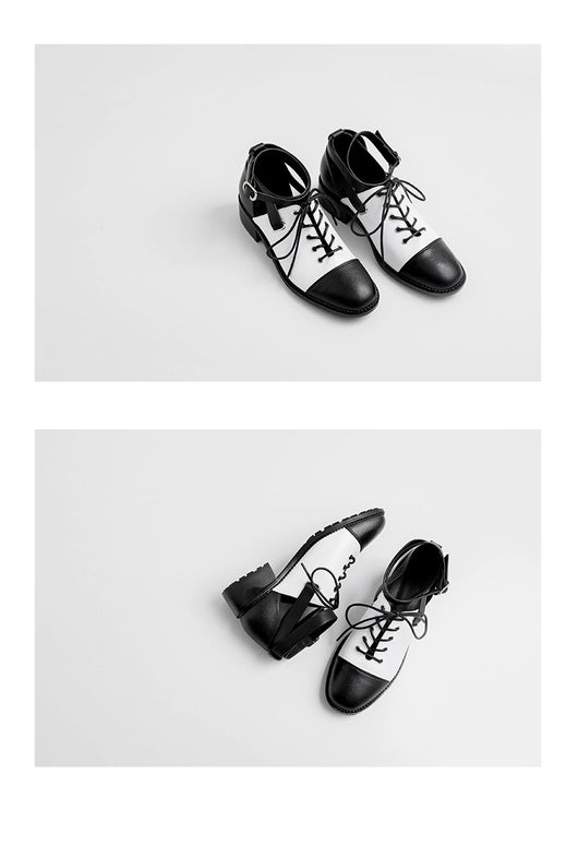 Zapatos de Cuero con Cordones y Hebilla - Tacón Cuadrado Punta Redonda - Image 11