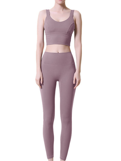 Conjunto de Yoga Ajustado de Cintura Alta con Espalda Abierta para Mujer - Image 7