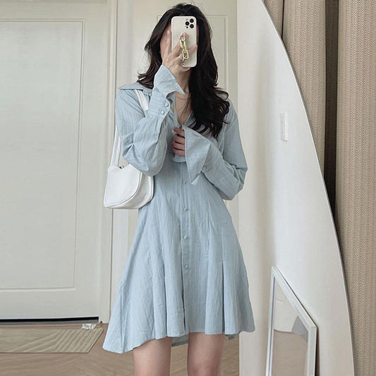 Vestido Camisero Primavera con Cintura Ajustada y Mangas Acampanadas para Mujer - Image 2
