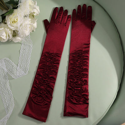 Guantes Largos de Satén para Novia - 50cm Elegancia Extendida - Image 3