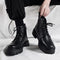 Botas Negras de Cuero para Hombre con Cierre Lateral y Plataforma Elevada
