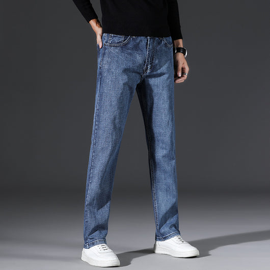 Jeans de Cintura Alta Elásticos para Hombre - Corte Recto Clásico - Image 10