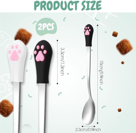 Set de 2 Cucharas para Alimento de Mascotas - Acero Inoxidable con Diseño de Garra - Image 2