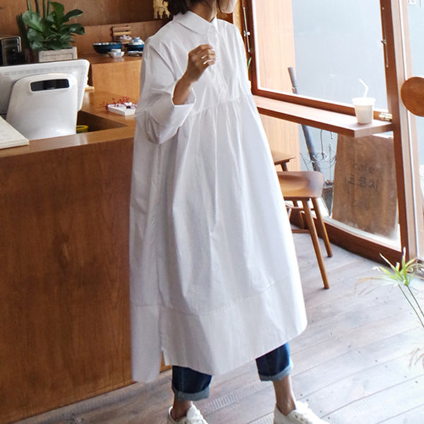Vestido Camisero Holgado Talla Grande Manga Larga para Mujer
