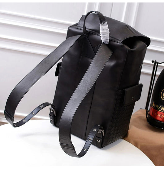 Mochila de Cuero Trenzado para Hombre - Gran Capacidad y Estilo Casual - Image 11
