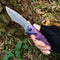Cuchillo Plegable de Acero Inoxidable con Hoja Damasco para Exterior