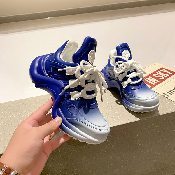 Zapatillas Deportivas con Plataforma Elevadora, Suela Gruesa Transpirable y Diseño Bicolor con Moño