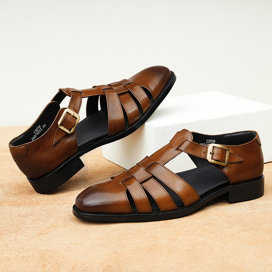 Zapatos Hombre Cuero Genuino Estilo Retro Negocios Verano Transpirables - Image 3