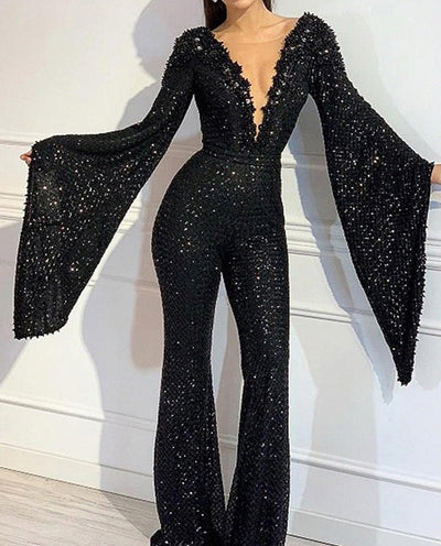 Jumpsuit con Lentejuelas y Cuello en V - Image 9