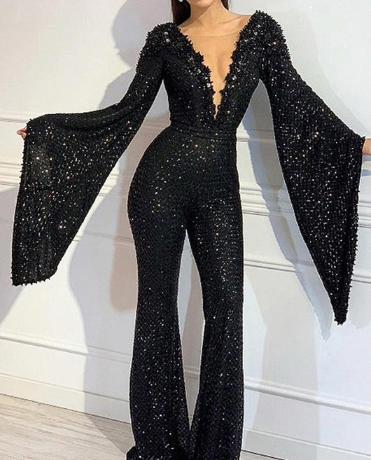 Jumpsuit con Lentejuelas y Cuello en V - Image 9