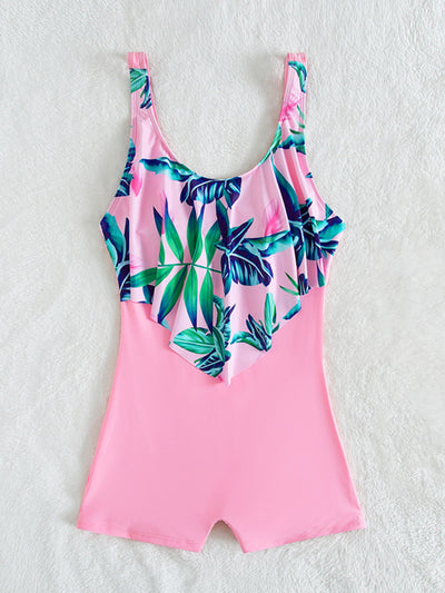 Traje de Baño Deportivo Estampado Tropical con Bloques de Color - Image 2