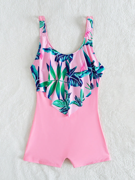 Traje de Baño Deportivo Estampado Tropical con Bloques de Color - Image 2