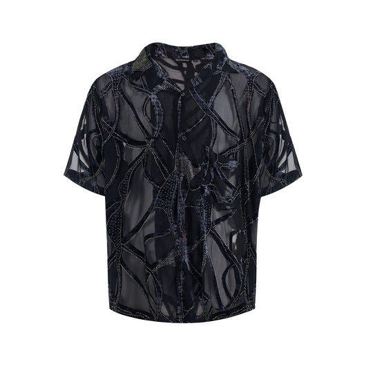Camisa Manga Corta Translúcida con Patrón de Serpiente para Hombre - Image 2