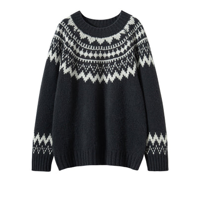 Suéter Jacquard Bicolor Holgado y Cómodo para Mujer - Image 5