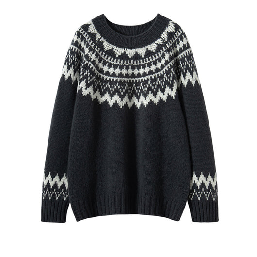 Suéter Jacquard Bicolor Holgado y Cómodo para Mujer - Image 5
