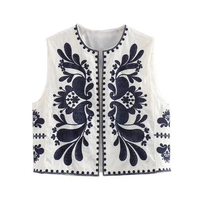 Chaleco Bordado sin Mangas para Mujer - Estilo Europeo y Americano - Image 5