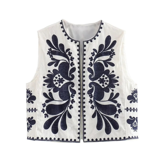 Chaleco Bordado sin Mangas para Mujer - Estilo Europeo y Americano - Image 5