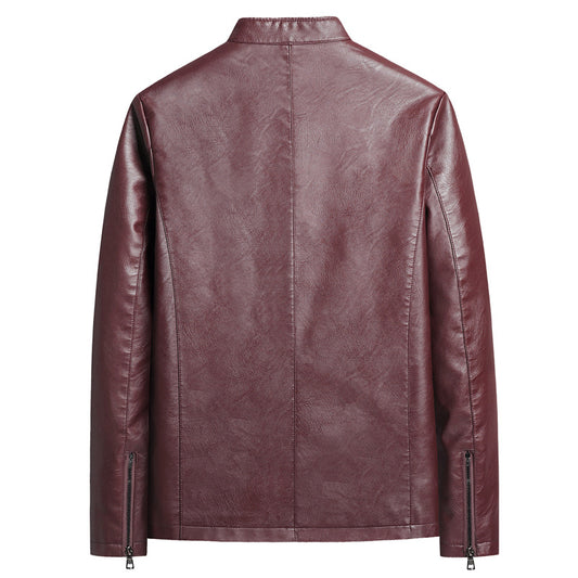 Chaqueta de Cuero PU Ajustada para Hombre con Cuello Alzado Estilo Motociclista - Image 2