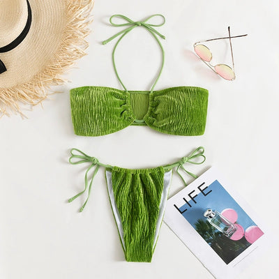 Traje de Baño Mujer con Cuello Halter y Abertura Lateral Elegante - Image 13