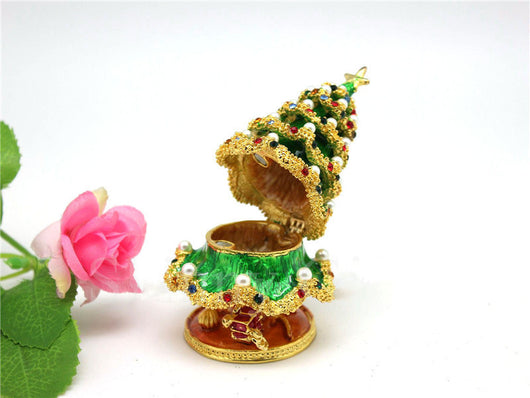 Caja Joyero Navideño de Aleación Esmaltada con Diseño de Árbol - Image 4