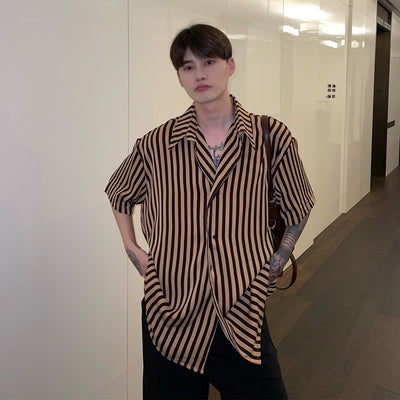 Camisa Casual con Cuello Solapa y Rayas Diagonales - Image 10