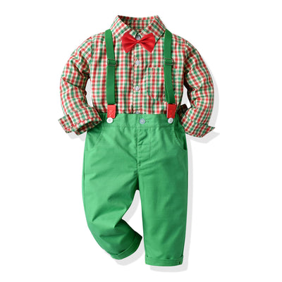 Conjunto Infantil: Camisa de Cuadros y Overol para Niño