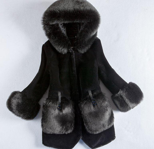 Abrigo de Invierno Coreano con Pelaje para Mujer