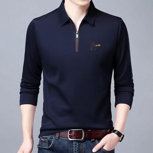 Camiseta Manga Larga con Cuello Solapa y Cierre Parcial para Hombre - Image 8