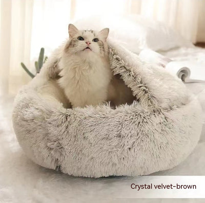 Cama 2 en 1 para Perros y Gatos - Cama Cálida de Felpa Suave Tipo Casa - Image 7