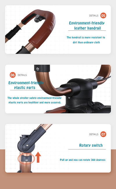 Cochecito de Bebé 3 en 1 con Rotación 360° y Cesta Amplia Plegable - Image 19