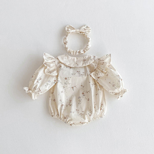 Vestido Romper para Bebé Niña con Mangas Volantes y Encaje - Image 12