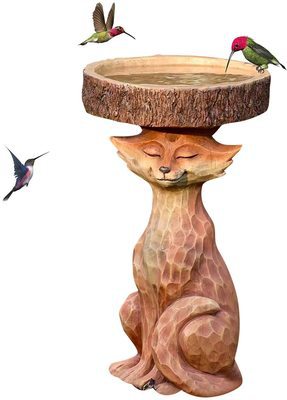 Comedero para Pájaros Decorativo Zorro de Resina - Diseño Animal Cartoon