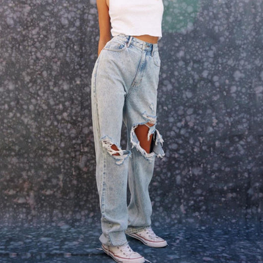 Jeans Rotos Mujer Estilo Europeo Americano Ajustado Denim - Image 2