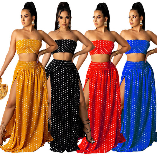 Traje Falda Lunares Estampado - Elegancia Profesional