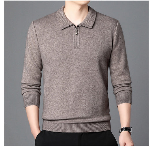 Suéter de Lana 100% Premium con Cuello Solapa - Manga Larga Tejida para Hombre - Image 22