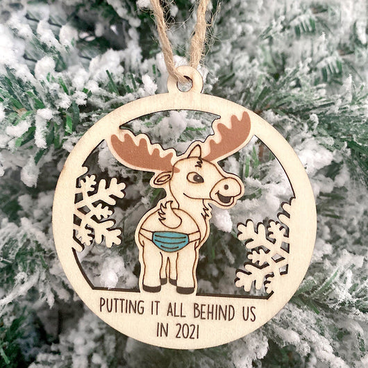 Adorno Navideño Calado de Madera - Pareja de Muñecos de Nieve y Renos - Image 3