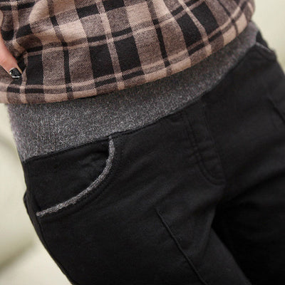 Pantalones Casuales Talla Grande Cintura Alta Elásticos para Otoño e Invierno - Image 3