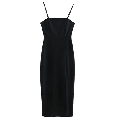 Vestido Slip Midi Ajustado Negro Elegante - Image 11