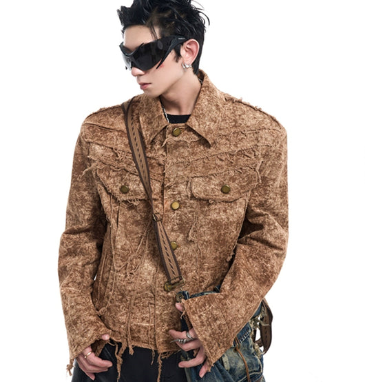 Chaqueta Denim Vintage Desgastada con Bordes Rotos - Image 7