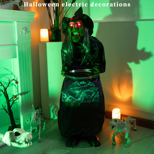 Placa Decorativa Bruja Halloween con Activación por Voz e Inducción Inteligente