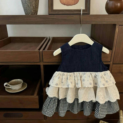 Vestido Bandage Denim con Detalles de Cuadros y Costura Decorativa - Image 10