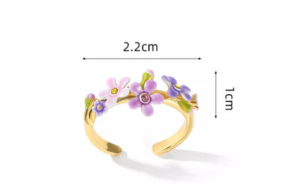 Anillo Ajustable con Flor Myosotis Silvestre para Mujer - Image 8