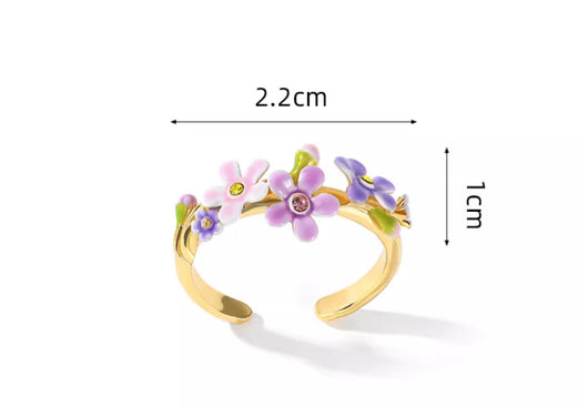 Anillo Ajustable con Flor Myosotis Silvestre para Mujer - Image 8