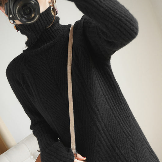 Suéter de Cuello Alto en Lana para Mujer - Pullover Tejido de Manga Larga - Image 7