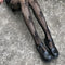 Medias de Malla Negra con Calavera para Mujer - Calcetines Halloween Fishnet