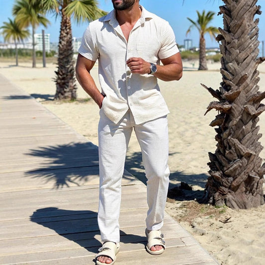 Polo Casual de Manga Corta con Botones para Hombre - Diseño Versátil Solid Color