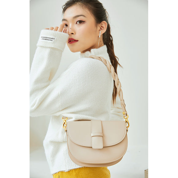 Bolso Crossbody de Cuero Redondo para Mujer
